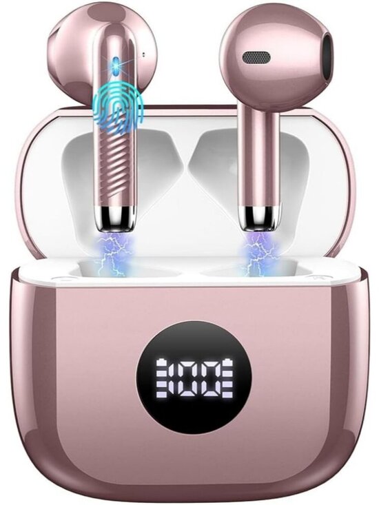 Other - Wireless Rose Gold LED Power Display Bass Stereo 40H Playback Bluetooth Earbud